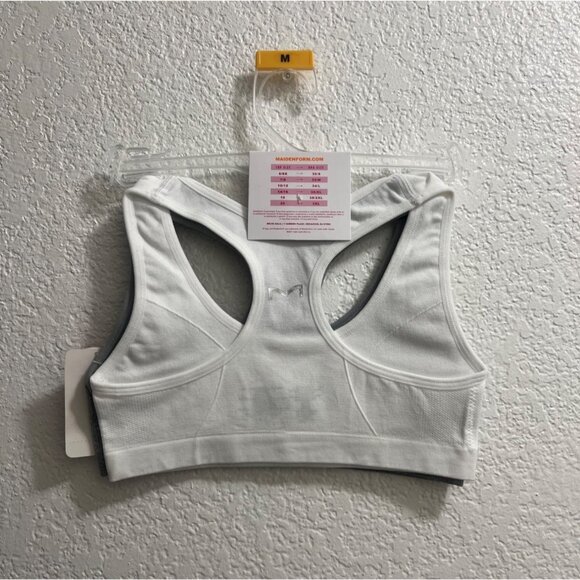 Micro Mesh Racerback Charcoal White Sports Bra Size Medium - Picture 4 of 4